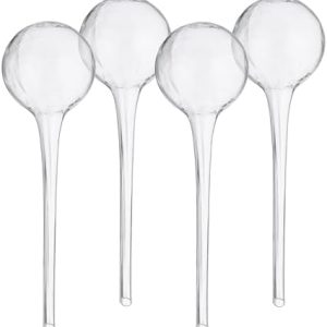 Relaxdays Bewässerungskugeln aus Glas, 4er Set, 30x9 cm - perfekte Pflanzenbewässerung im Urlaub, transparent