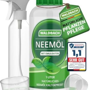 Neemöl Bio 1000ml - Effektive Pflanzenpflege mit Emulgator für Garten- & Zimmerpflanzen - Sprühflasche & Messbecher inkl