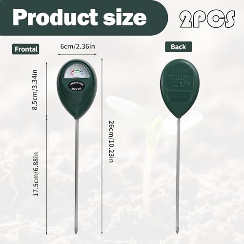 2er-Pack Feuchtigkeitsmessgerät für Pflanzen – Batterie-freier Bodenfeuchtesensor mit Tiefeneindringung für gesunde Pfla