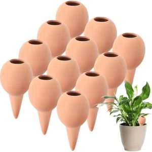 Nuenen 12 Stück Tonkegel Bewässerungskugeln - Automatische Gießhilfe für Zimmerpflanzen und Balkonkästen, praktisch und