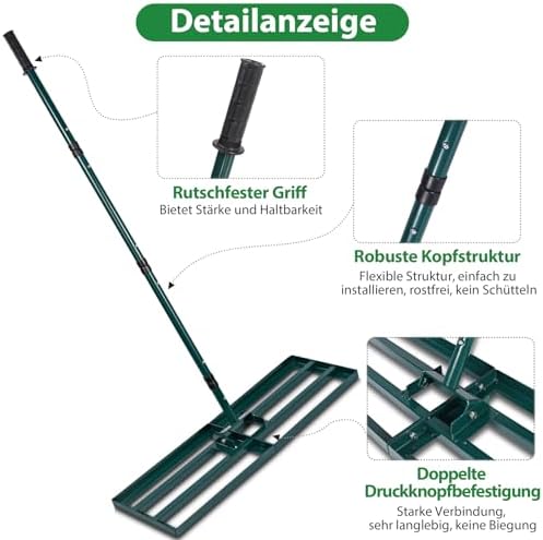 Signstek Rasenrakel aus Edelstahl – Ideales Werkzeug zum Rasenleveling und Sanden für Golfplätze