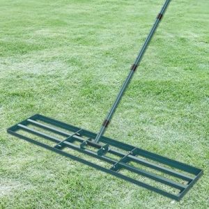 Signstek Rasen Rakel 114x25cm mit 1.98m Stiel – Robustes Nivellierwerkzeug für Gartenpflege und Golfplatznutzung