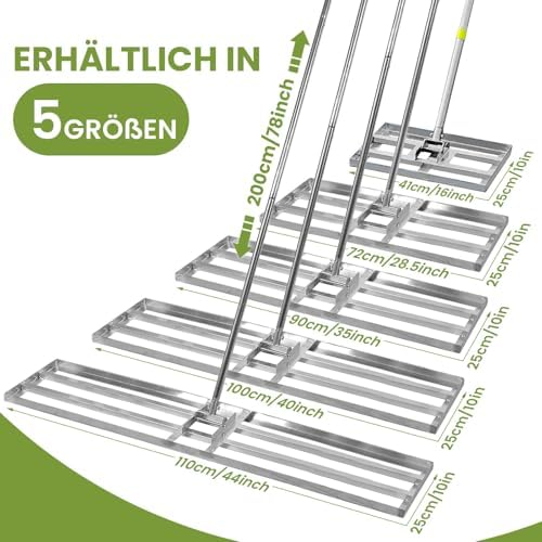 Rasen Rakel Edelstahl 72x25 cm – Verstellbarer Stiel für perfekte Rasenpflege im Garten und Golfplatz