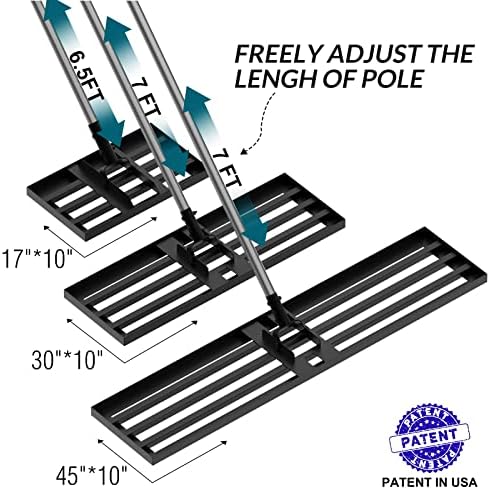 Walensee Rasen-Nivellierrechen 213cm – Hochleistungs-Nivelliergerät mit Edelstahlgriff für Garten & Hof zur einfachen Ni