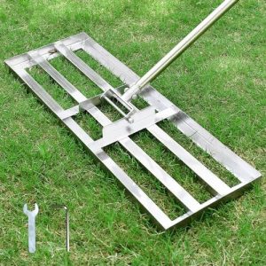 Rasen Rakel Edelstahl 72x25 cm – Verstellbarer Stiel für perfekte Rasenpflege im Garten und Golfplatz
