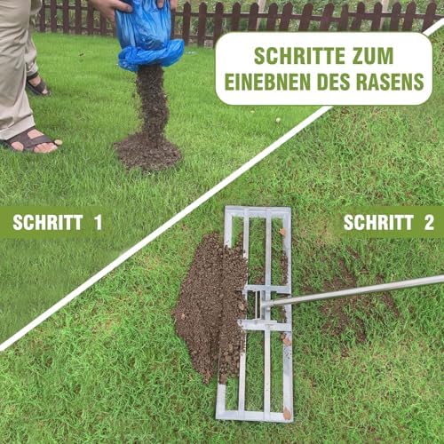 Rasen Rakel Edelstahl 72x25 cm – Verstellbarer Stiel für perfekte Rasenpflege im Garten und Golfplatz